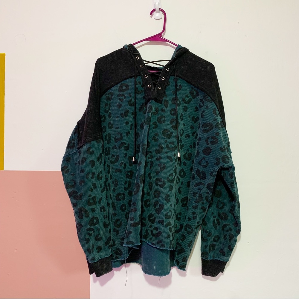 White Birch | Leopard Corduroy Hoodie